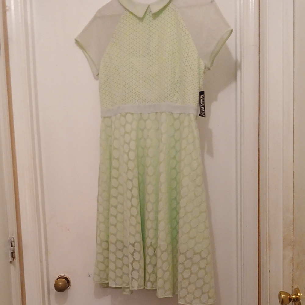 New York & Company Cream Midi Sundress with Peter Pan Collar